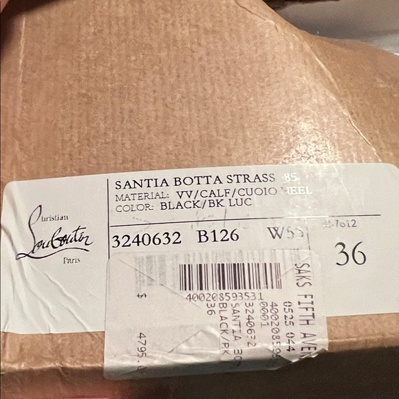 NEW Christian Louboutin Santia Botta Strass Black Heeled Boots Size 36 - Picture 6 of 8